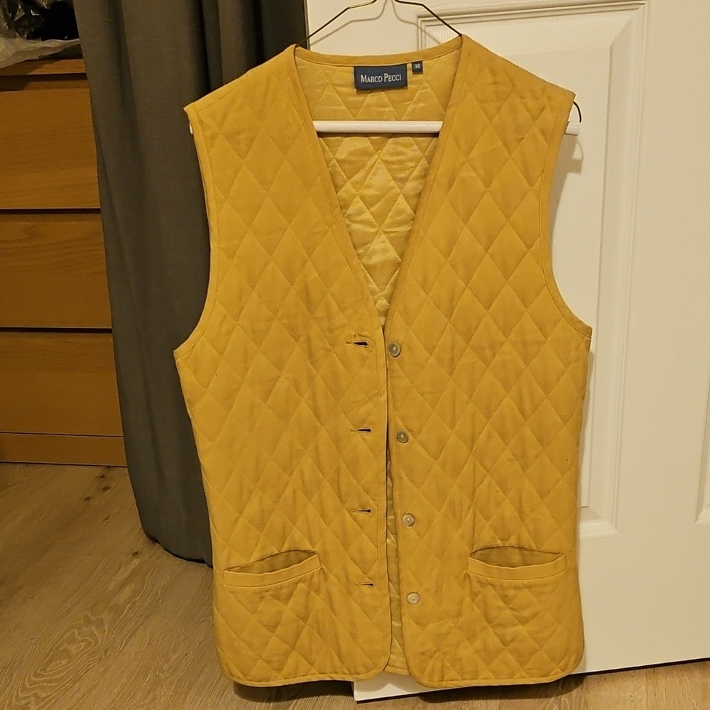 Women's Vintage Quilted Yellow Vest, sz. S/M